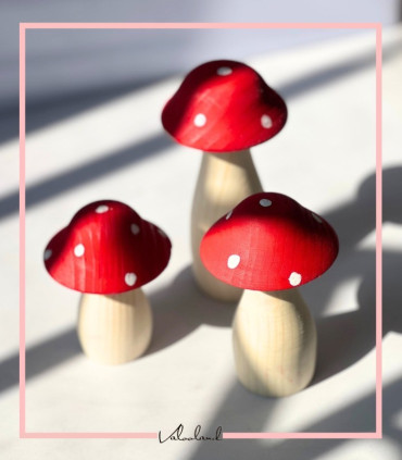 قارچ دکوری چوبی سه عددی