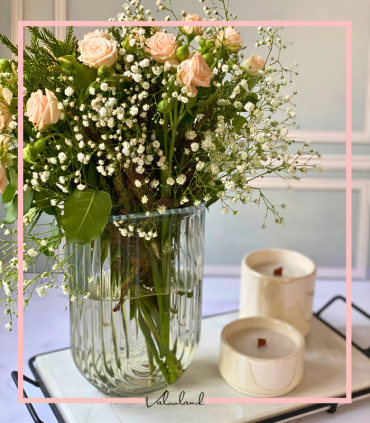 گلدان شیشه ای طرح رنگین کمان