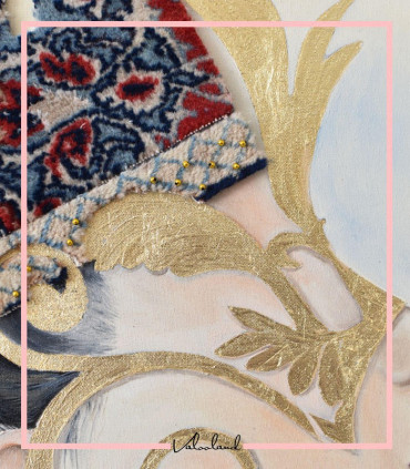 تابلو ملکه تاجدار زمینه سرمه ایی