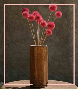 گلدان چوبی رومیزی دکوری همراه با گل