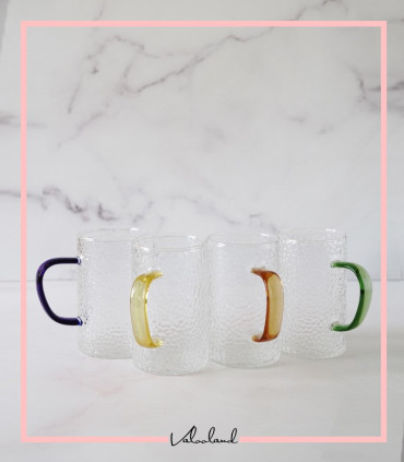 لیوان یخی پیرکس دسته رنگی